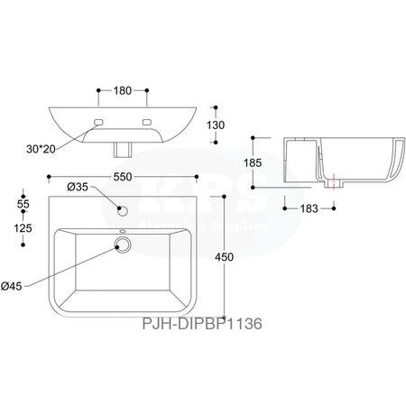 Cedarwood 560 x 450 1Th Bsn&Full Ped (Box) Bathroom Brands