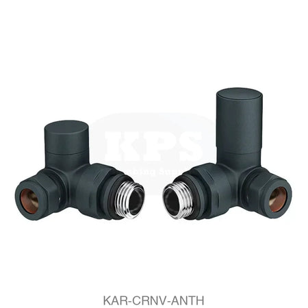 Corner Valve 15mm (Pair) - Anthracite Radiator Valves