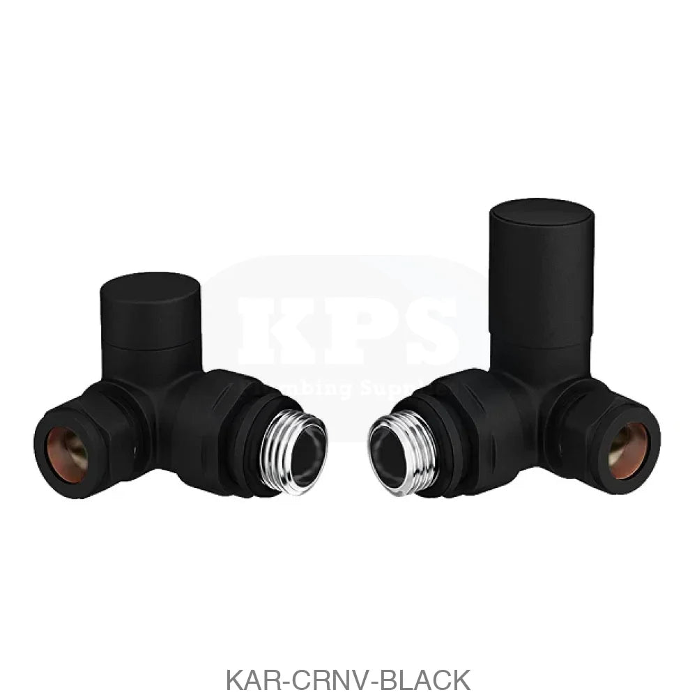 Corner Valve 15mm (Pair) - Black Radiator Valves