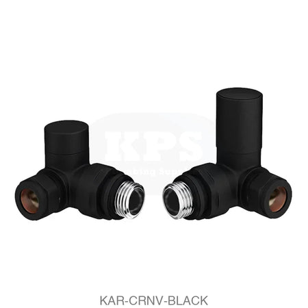 Corner Valve 15mm (Pair) - Black Radiator Valves