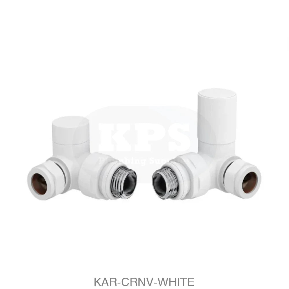Corner Valve 15mm (Pair) - White Radiator Valves