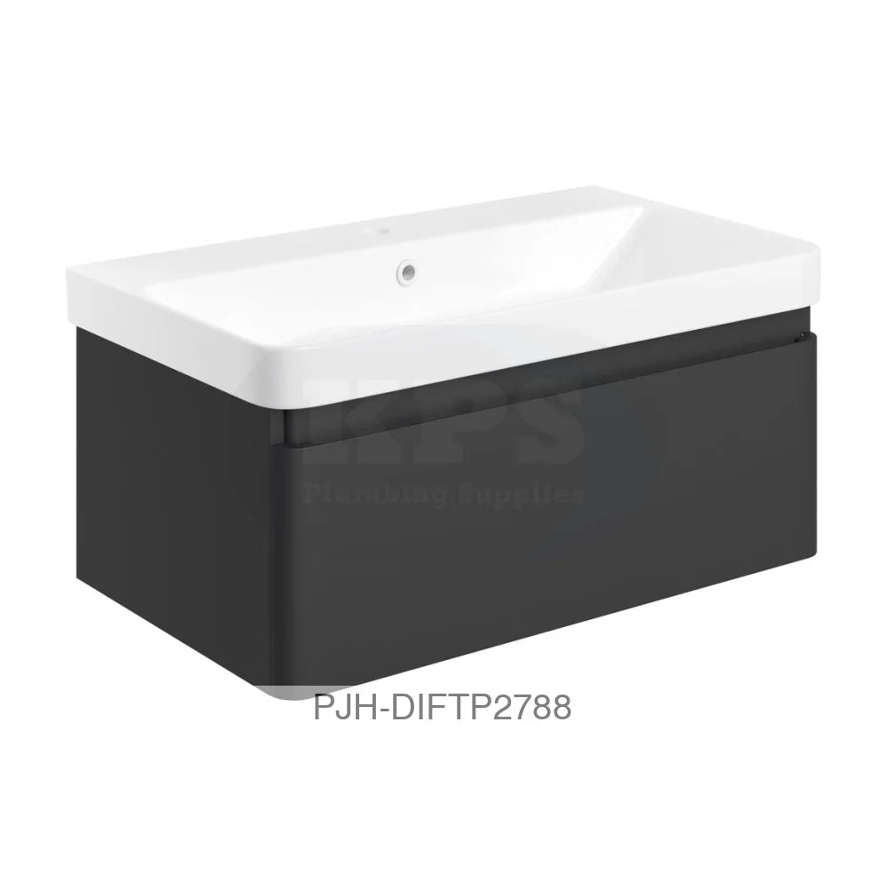 Cosmos 800 Wall Unit 1Drw & Basin – Matt Black Bathroom Brands