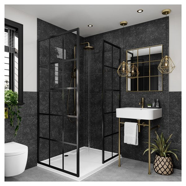 Multipanel Tile Effect Black Mineral Hydrolock T&G Wall Panel - 2400 x 598 x 11mm
