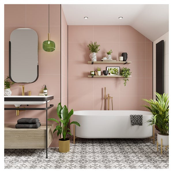 Multipanel Tile Effect Antique Rose Hydrolock T&G Wall Panel - 2400 x 598 x 11mm