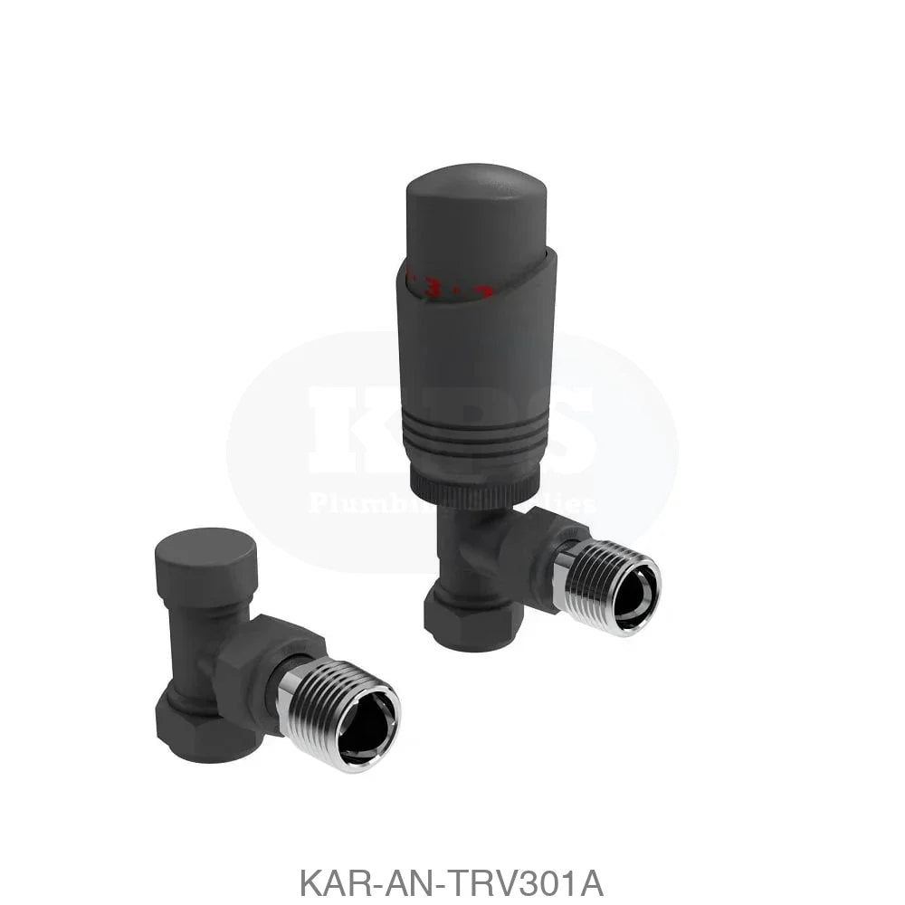Design Twin Pack TRV Anthracite Angled Radiator Valves