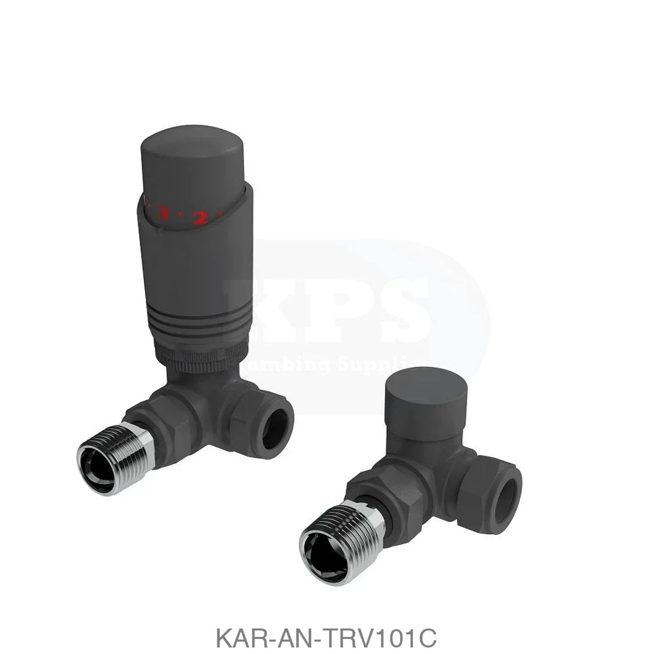 Design Twin Pack TRV Anthracite Corner Radiator Valves