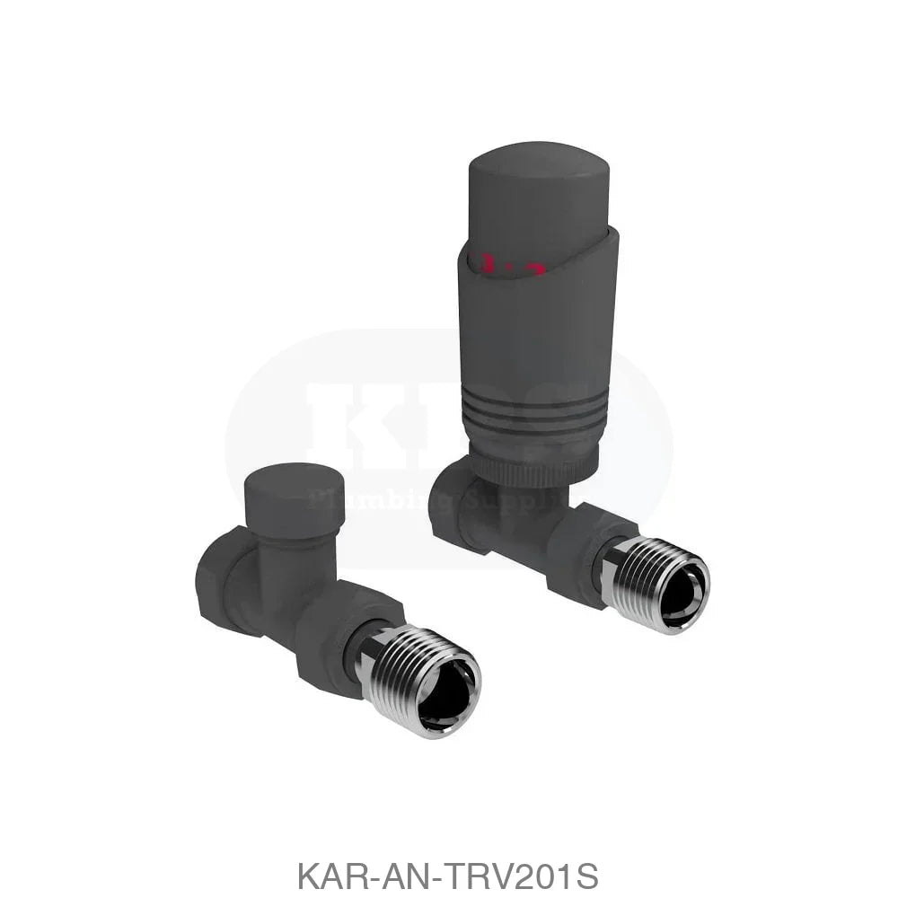 Design Twin Pack TRV Anthracite Straight Radiator Valves