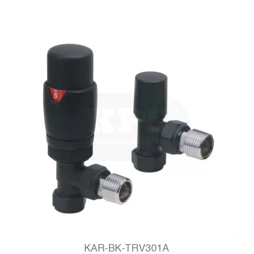 Design Twin Pack TRV Black Angled Radiator Valves