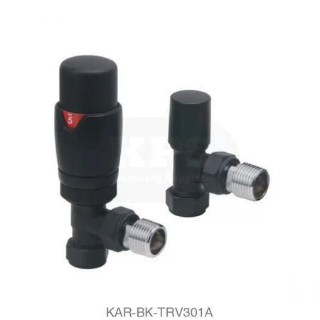 Design Twin Pack TRV Black Angled Radiator Valves