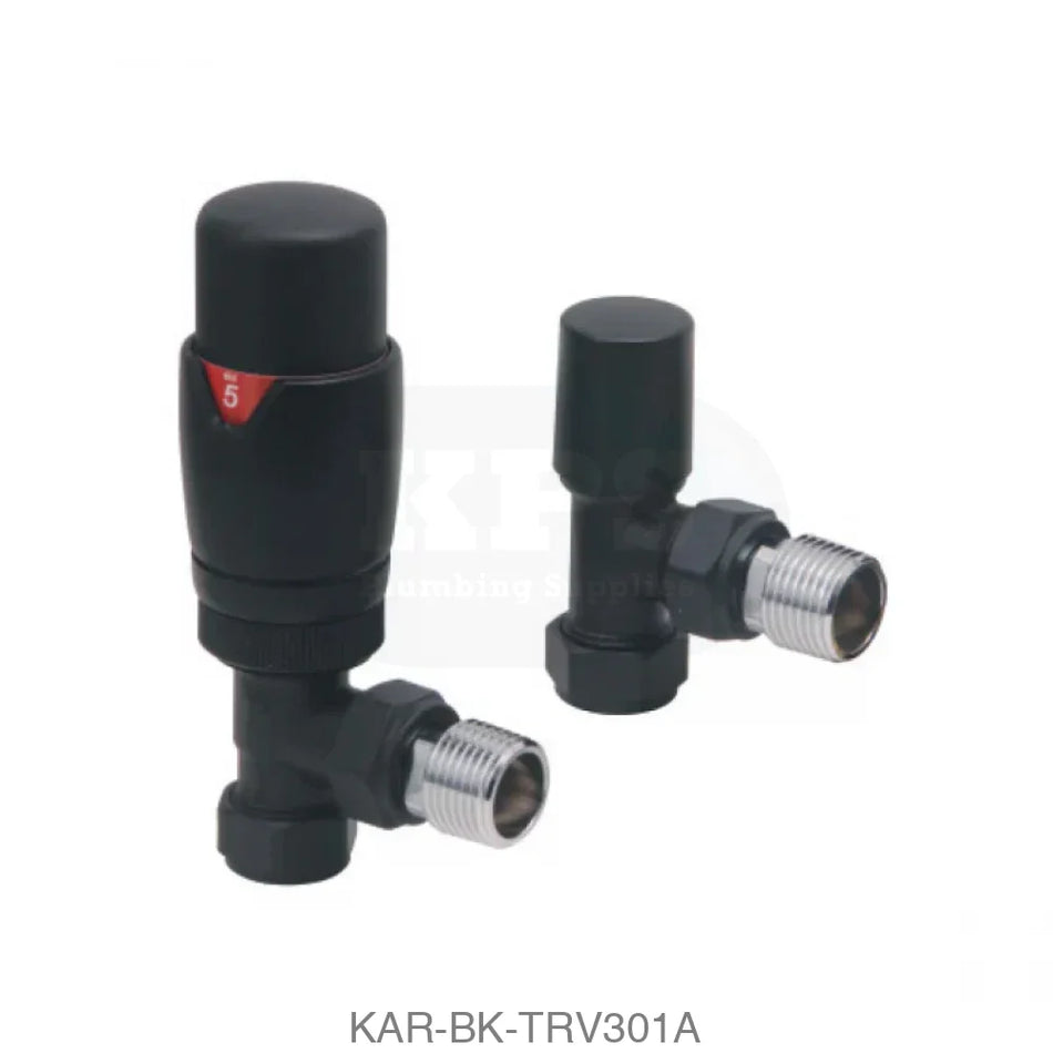 Design Twin Pack TRV Black Angled Radiator Valves