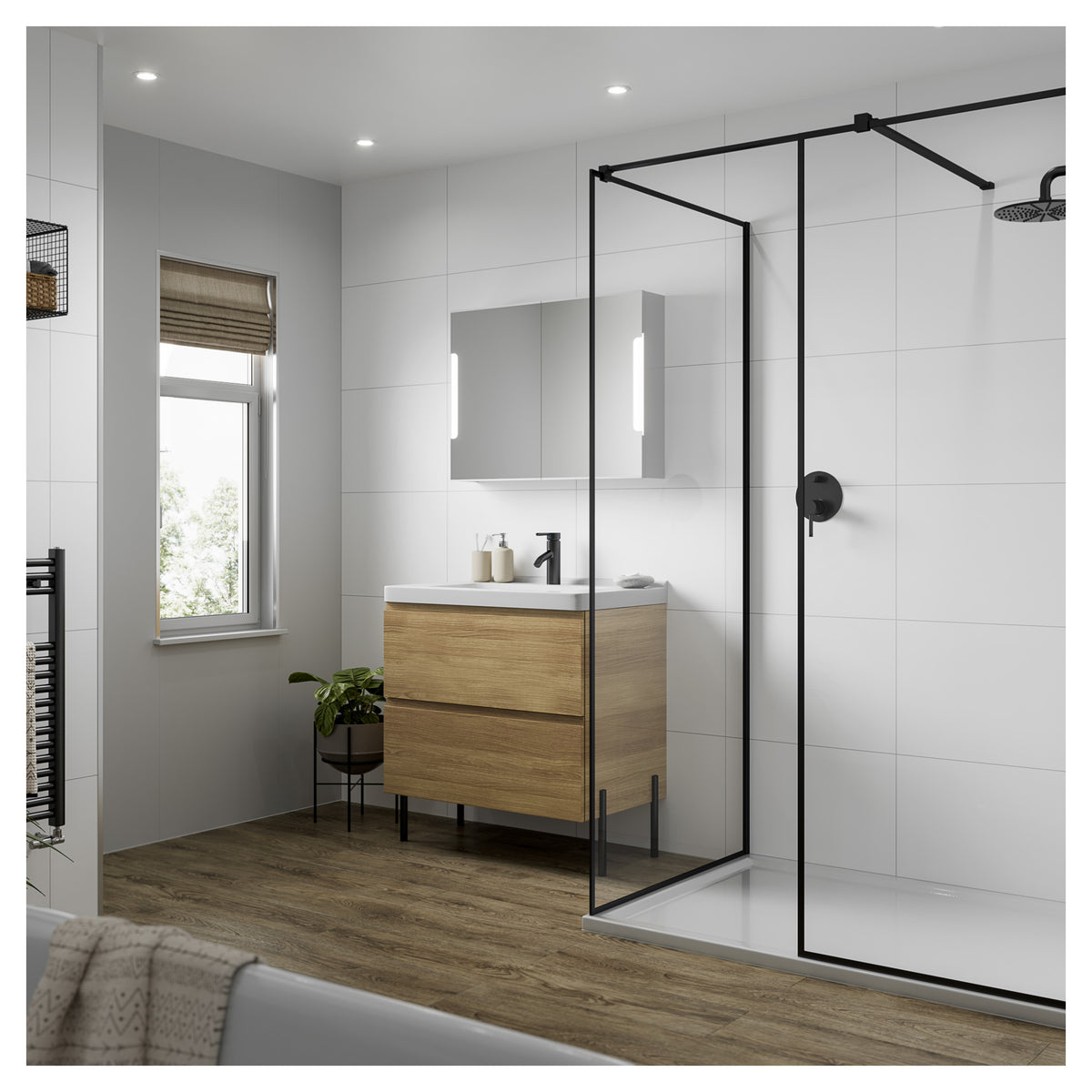 Multipanel Tile Effect Alpine White Hydrolock T&G Wall Panel - 2400 x 598 x 11mm