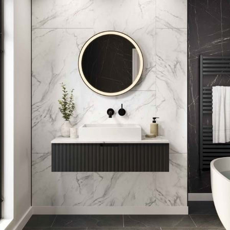 Multipanel Tile Effect Crystal Marble Hydrolock T&G Wall Panel - 2400 x 598 x 11mm