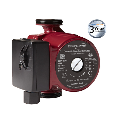 BritTherm DS15 Domestic Standard Heating Pump 15-60/130 - 3 Speed