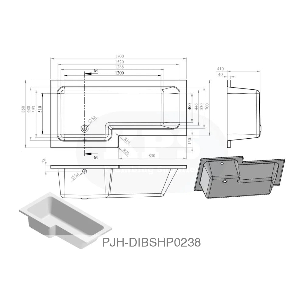Essentials L/Shpe Bath & Pnl & Screen LH Bathroom Brands