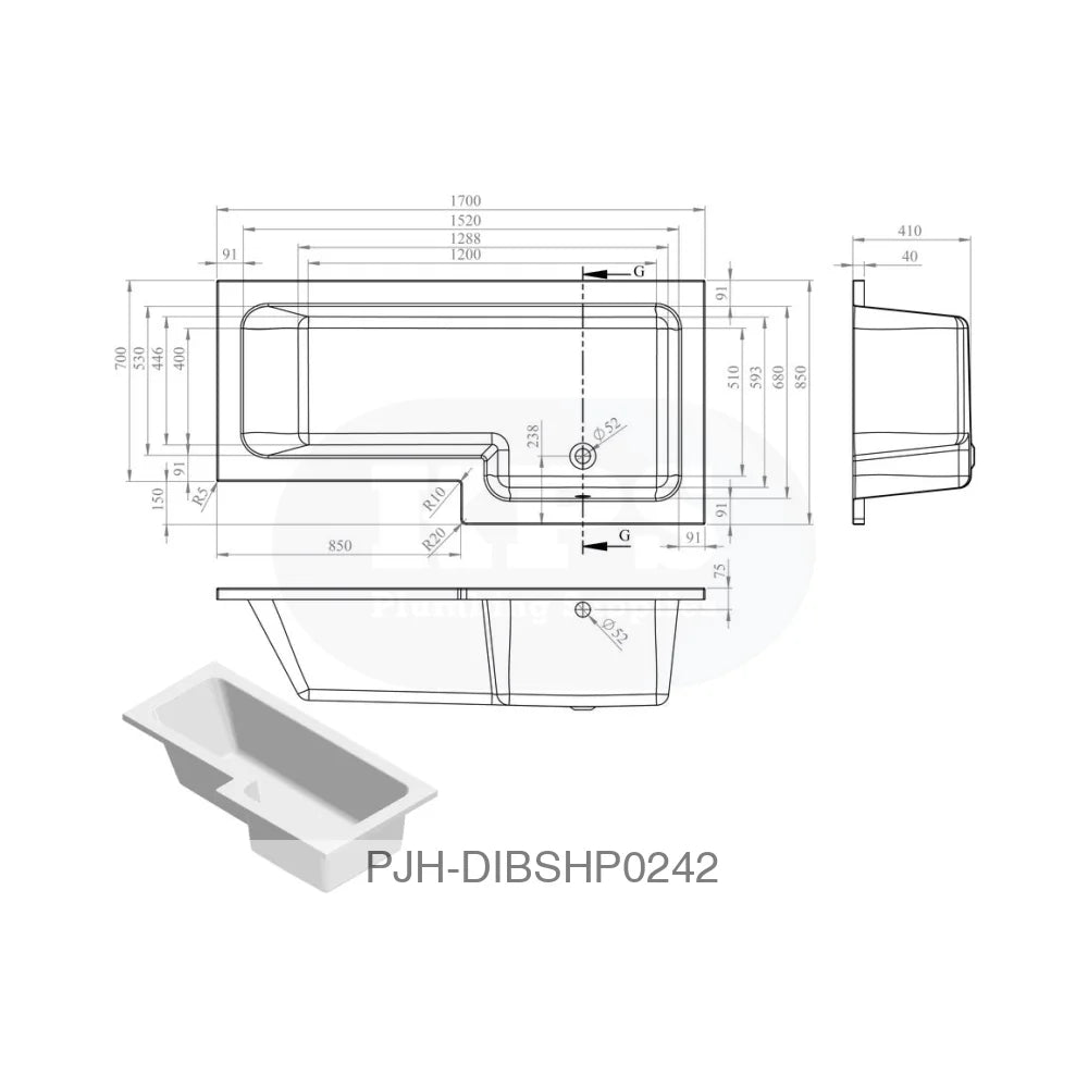 Essentials L/Shpe Bath & Pnl & Screen Rh Bathroom Brands