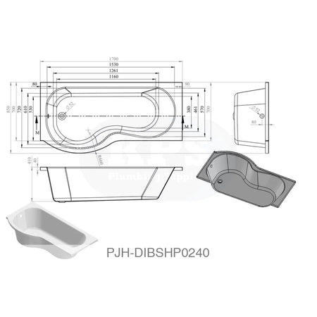 Essentials P/Shpe Bath & Pnl & Screen LH Bathroom Brands