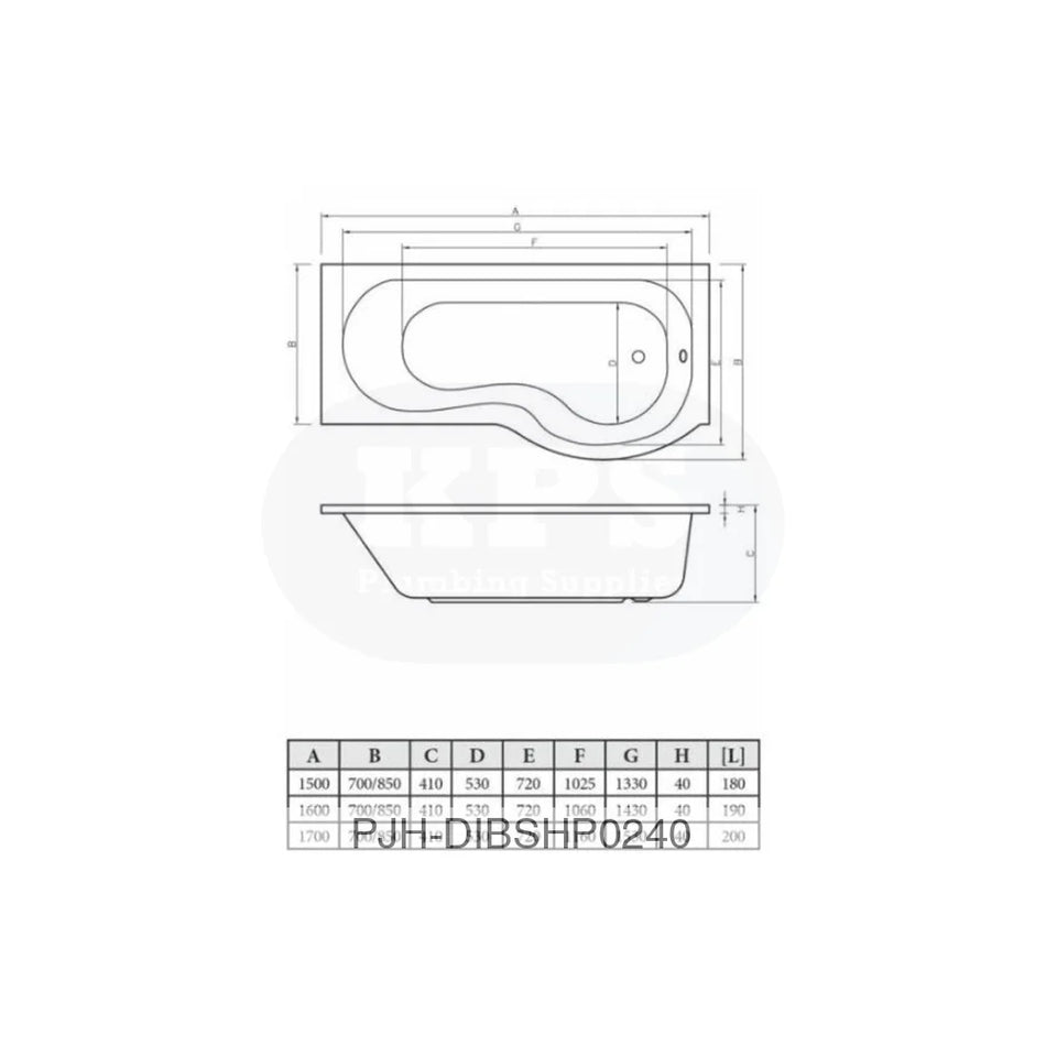Essentials P/Shpe Bath & Pnl & Screen LH Bathroom Brands