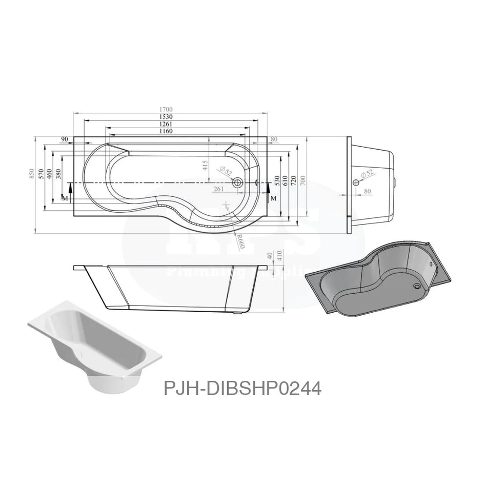Essentials P/Shpe Bath & Pnl & Screen Rh Bathroom Brands