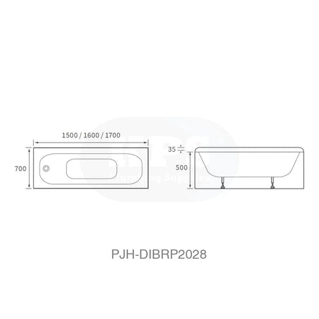 Eurowa Stl S/End 1500 x 700 2Th Bath & Legs Bathroom Brands
