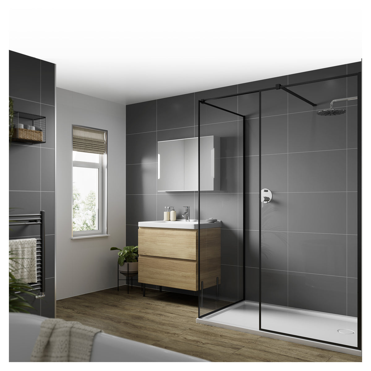 Multipanel Tile Effect Dust Grey Hydrolock T&G Wall Panel - 2400 x 598 x 11mm