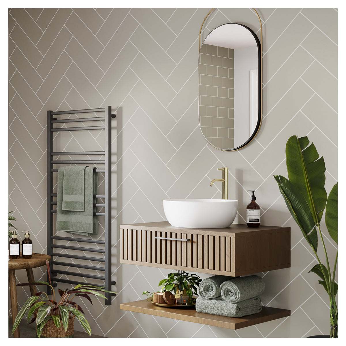 Multipanel Tile Effect Taupe Grey Hydrolock T&G Wall Panel - 2400 x 598 x 11mm