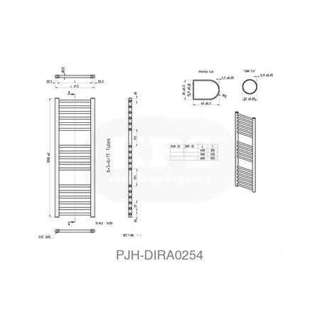 Grada Straight 30 Rad (500 x 1200 x 30)–Blk Bathroom Brands