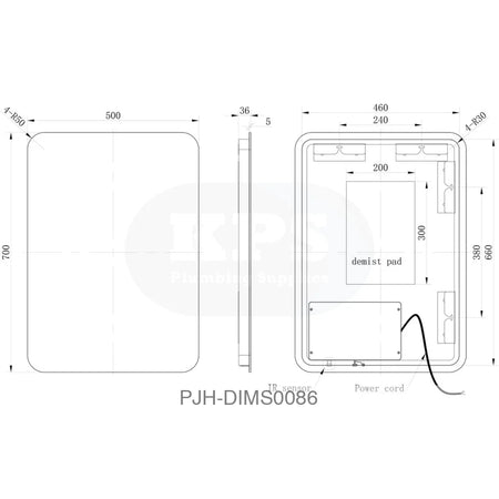Haruki 500 x 700 Rectangle LED Mirror Bathroom Brands