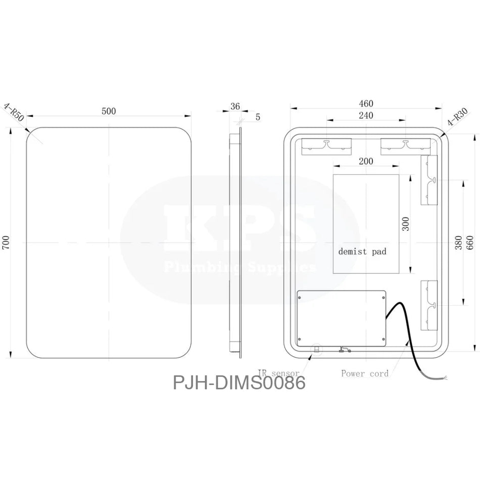Haruki 500 x 700 Rectangle LED Mirror Bathroom Brands