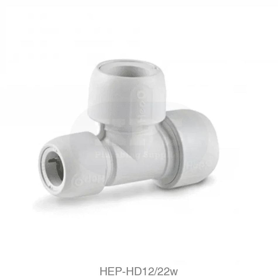 Hep2O HD12/22w End Reduced Tee 22mm x 15mm x 22mm Plastic Pipe & Fittings