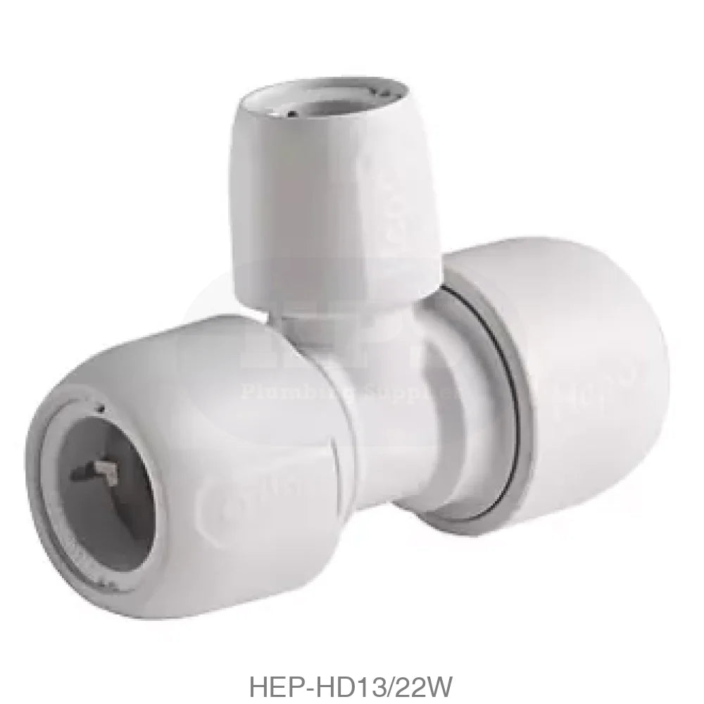 Hep2O HD13/22W Branch Reduced Tee 22mm x 15mm x 22mm Plastic Pipe & Fittings
