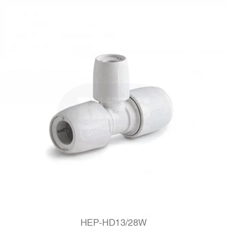Hep2O HD13/28W Branch Reduced Tee 28mm x 22mm x 28mm White Plastic Pipe & Fittings