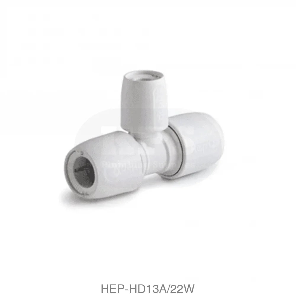 Hep2O HD13A/22W Branch Reduced Tee 22mm x 22mm x 10mm White Plastic Pipe & Fittings