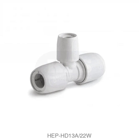 Hep2O HD13A/22W Branch Reduced Tee 22mm x 22mm x 10mm White Plastic Pipe & Fittings
