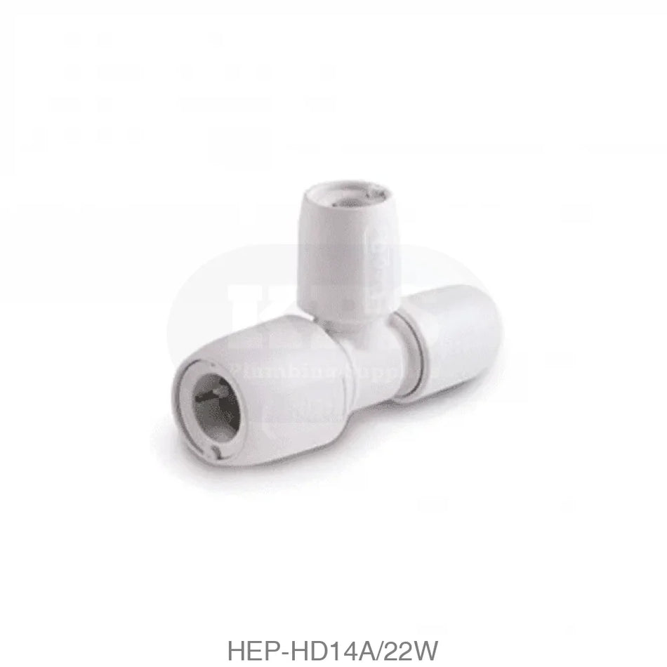 Hep2O HD14A/22W Branch & One End Reduced Tee 22mm x 10mm x 10mm Plastic Pipe & Fittings