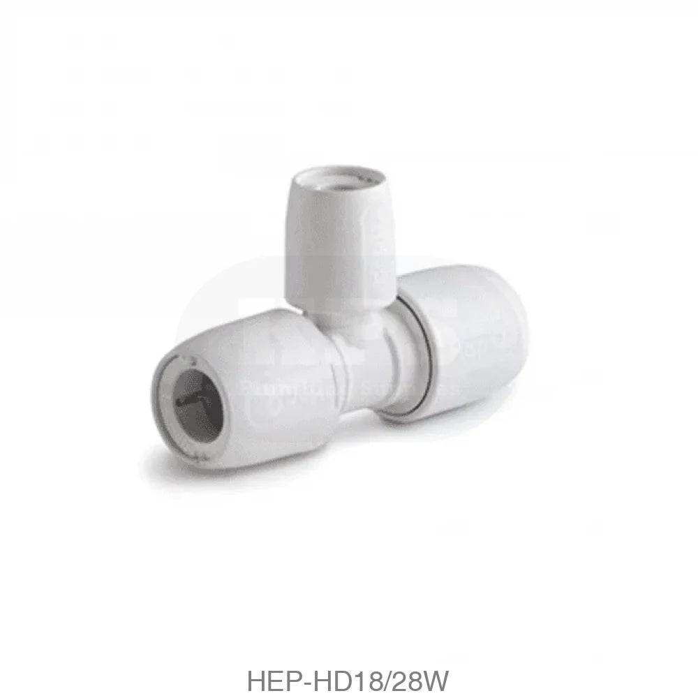 Hep2O HD18/28W Tee Reduced 22mm x 28mm Polybutylene Plastic Pipe & Fittings
