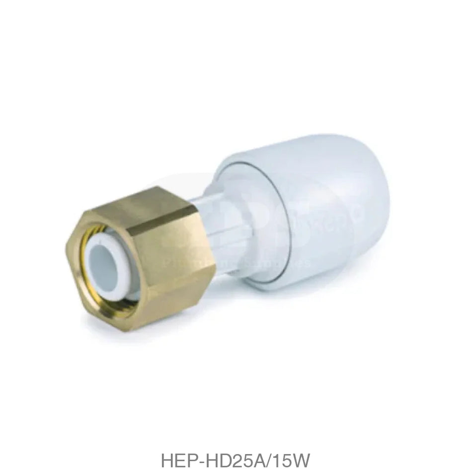 Hep2O HD25A/15W Straight Tap Connector 15mm x 1/2 BSP Plastic Pipe & Fittings
