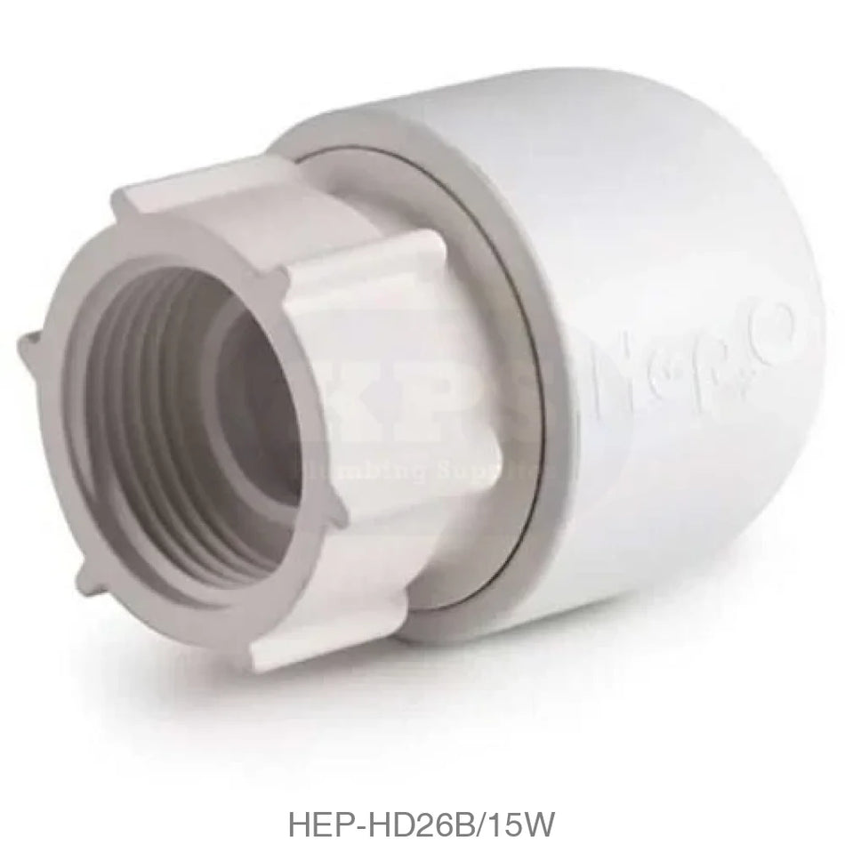 Hep2O HD26B/15W Hand Titan Tap Connector 15mm x 3/4 BSP Plastic Pipe & Fittings