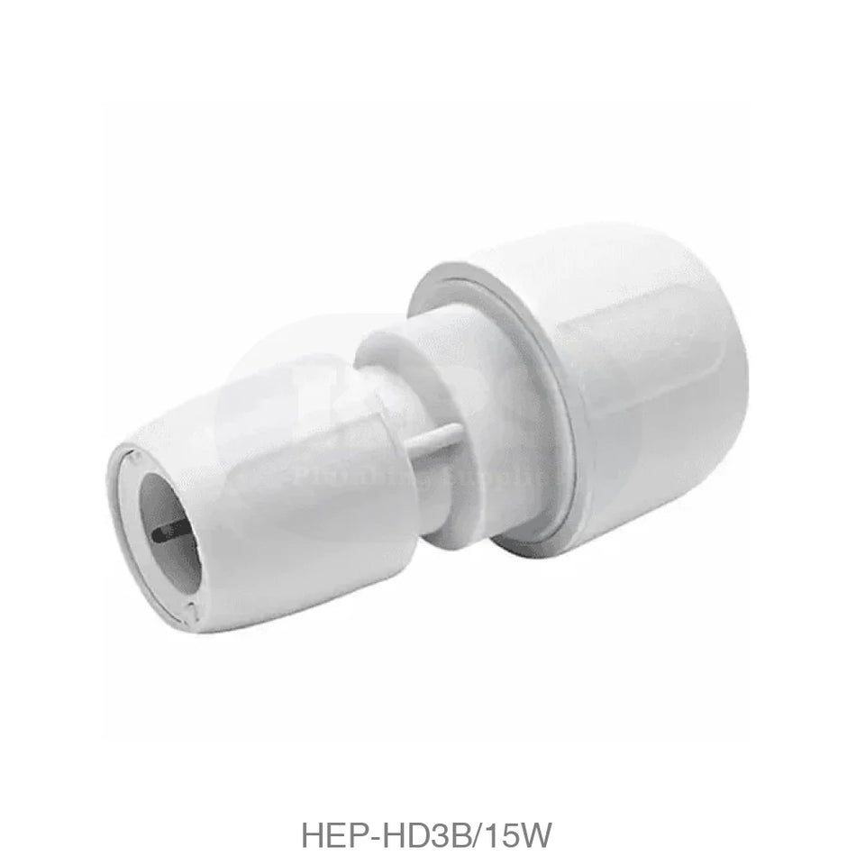 Hep2O HD3B/15W Reducer Socket 15mm x 10mm White Plastic Pipe & Fittings