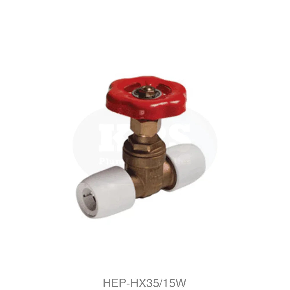 Hep2O HX35/15W Gate Valve 15mm DZR Brass Plastic Pipe & Fittings