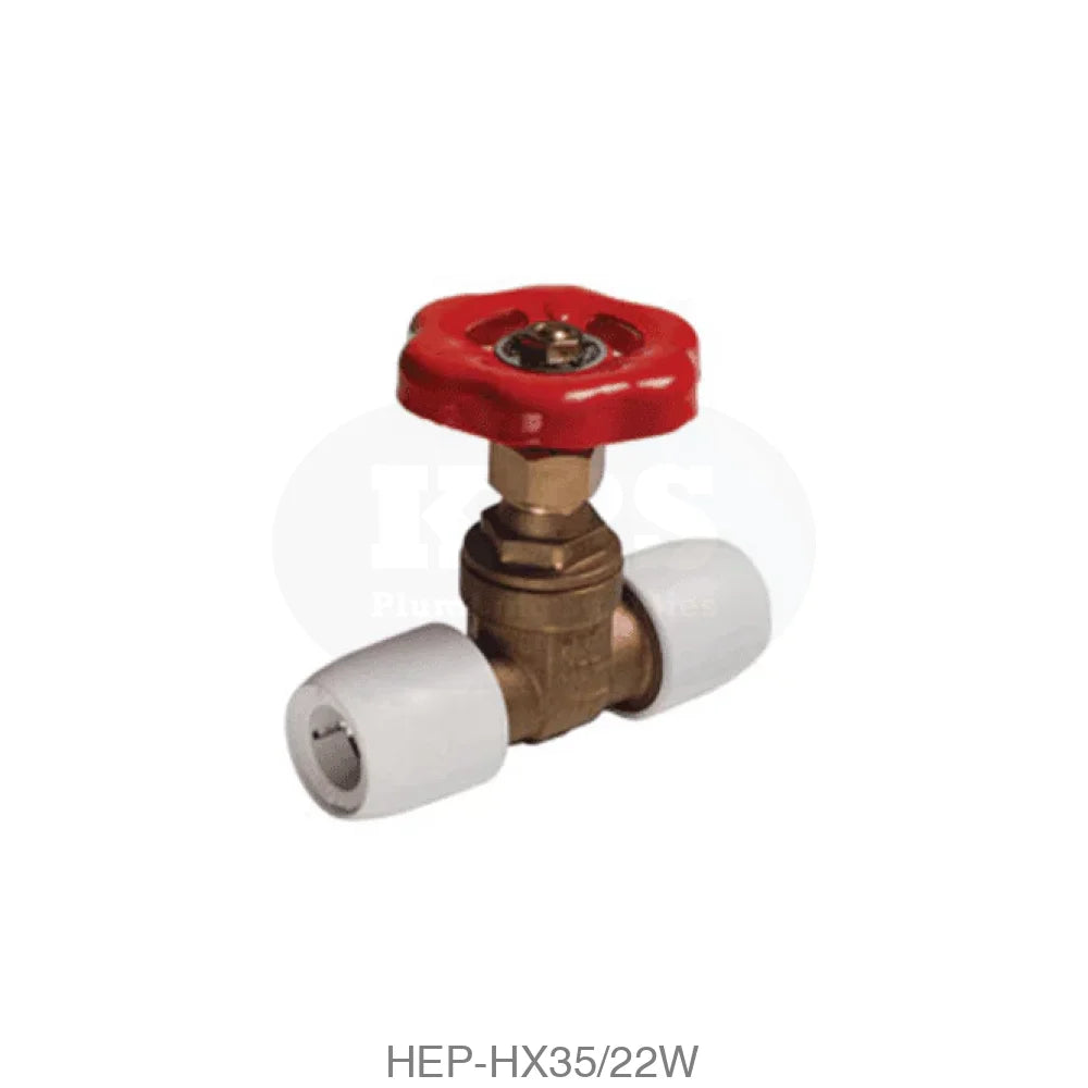 Hep2O HX35/22W Gate Valve 22mm x 22mm DZR Brass Plastic Pipe & Fittings