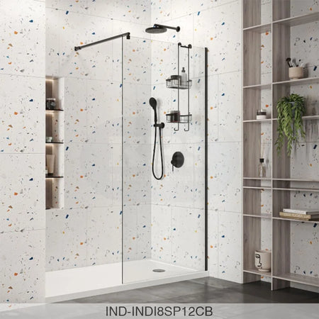 indi 1200mm wet room panel 8mm Black Shower Enclosures