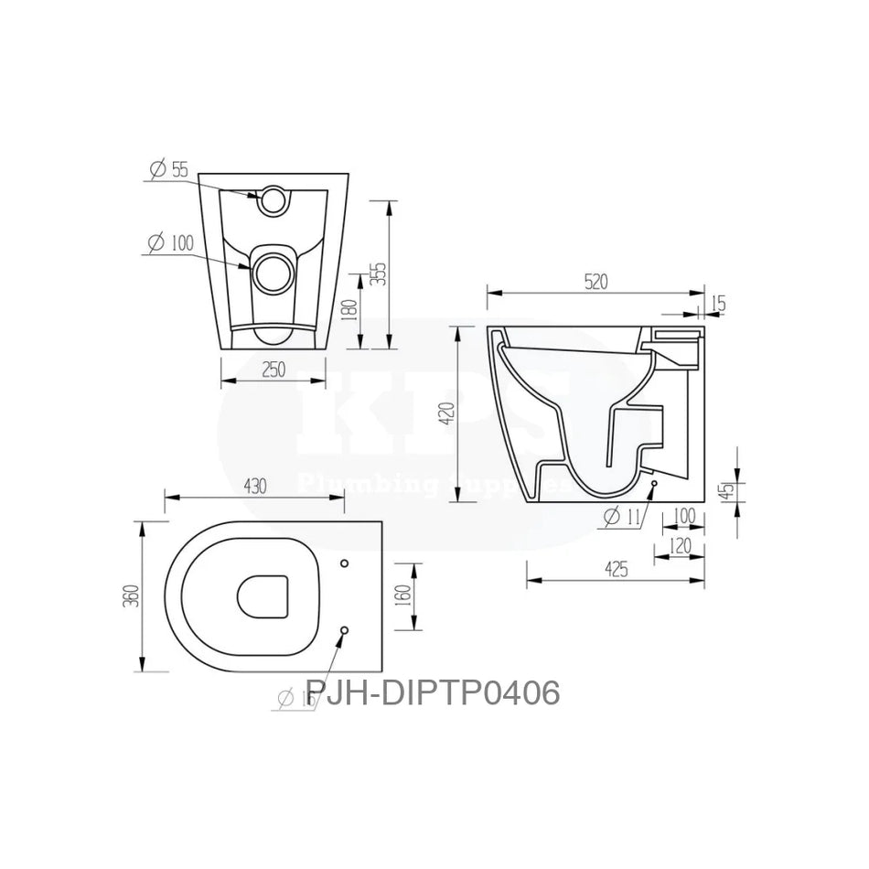 Jimi Toilet Btw Pan & Soft Close Seat Bathroom Brands