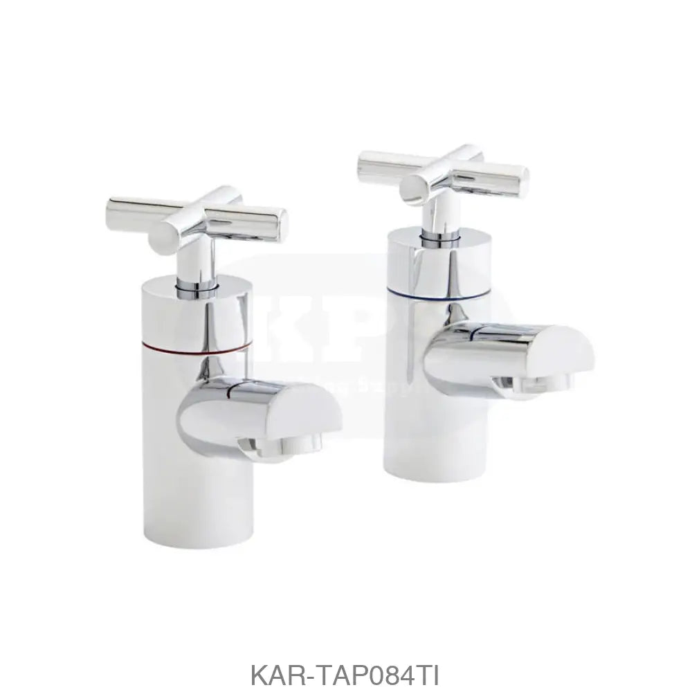 Kartell K-Vit Times Pair Basin Pillar Taps Bathrooms-Taps-Basin Taps