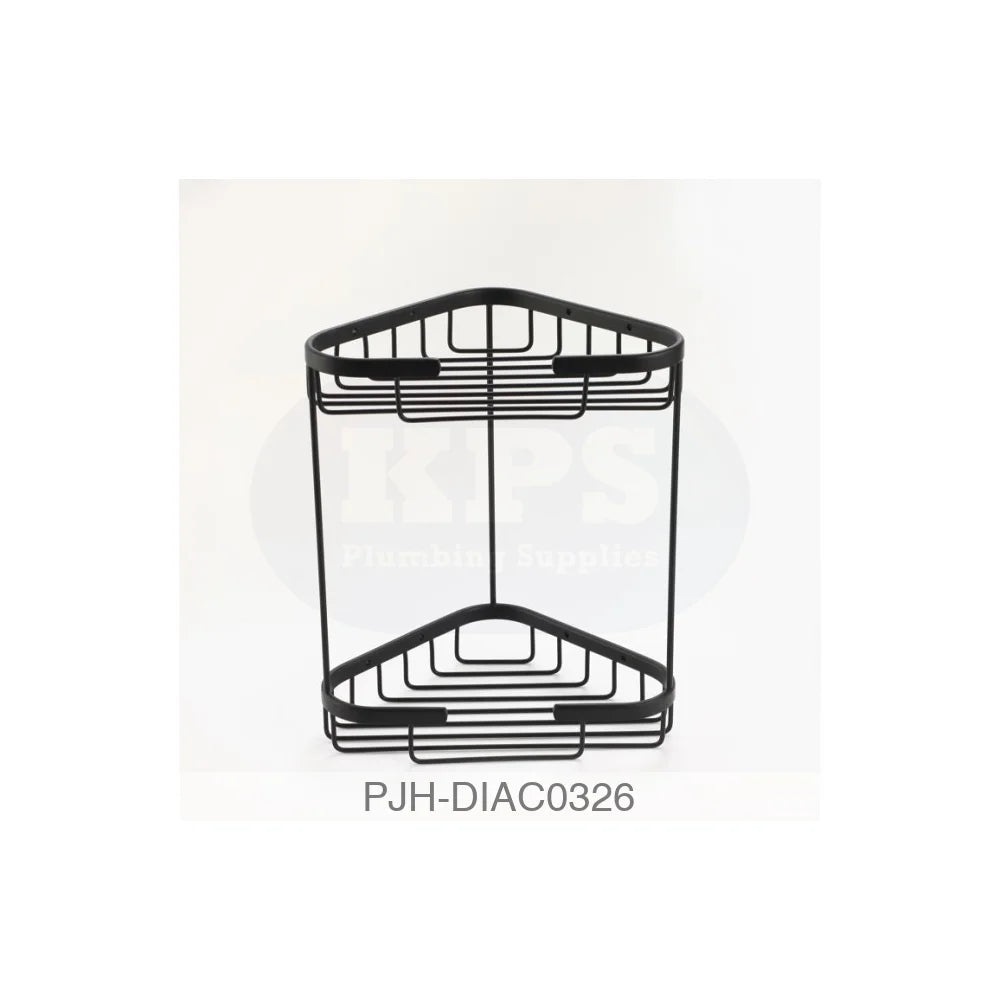 Nina 2 Tier Corner Storage Basket Black Bathroom Brands