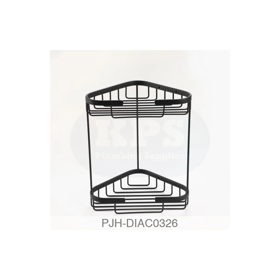 Nina 2 Tier Corner Storage Basket Black Bathroom Brands