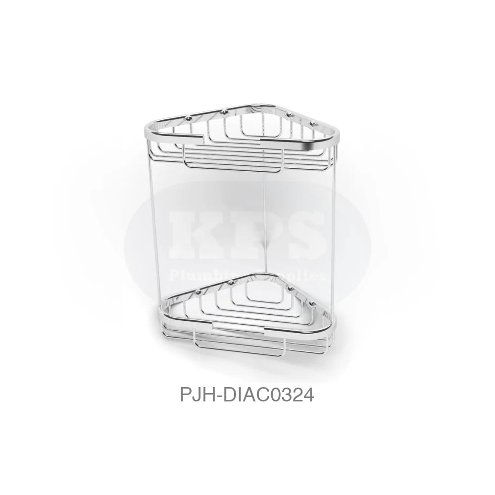 Nina 2 Tier Corner Storage Basket Chrome Bathroom Brands