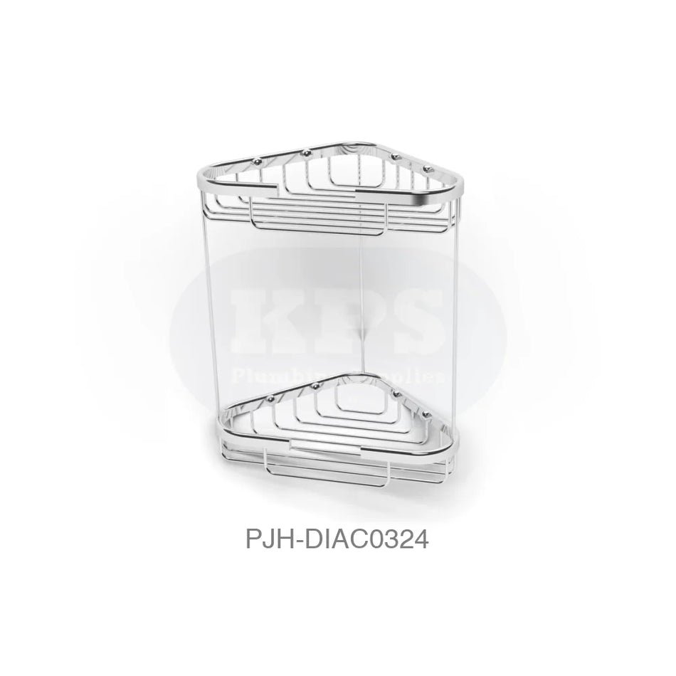 Nina 2 Tier Corner Storage Basket Chrome Bathroom Brands