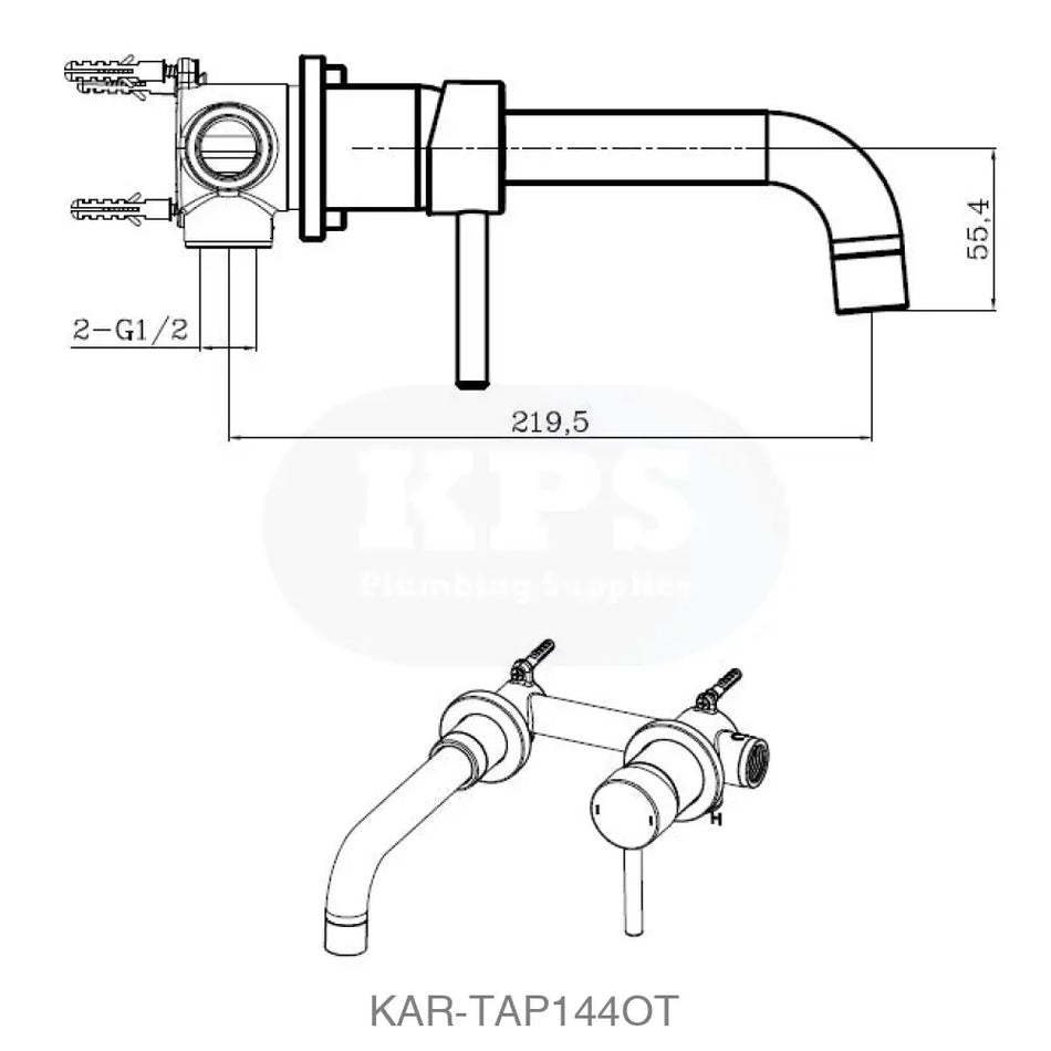 Ottone Wall Mounted Basin Mixer Brushed Brass Bathrooms-Taps-Basin Taps