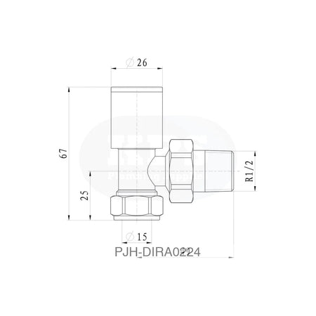 Patterned Chrome Rad Valves-Angled Bathroom Brands