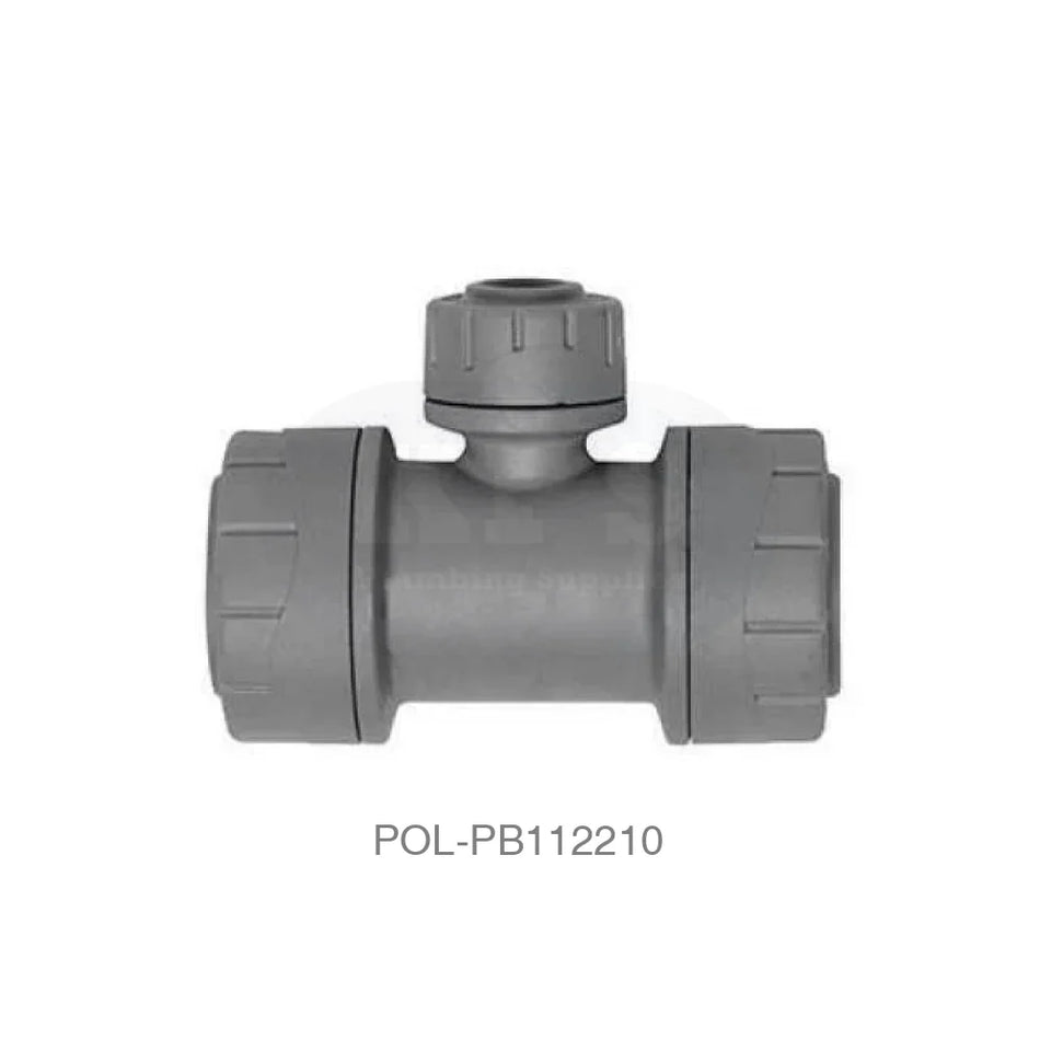 POLYPLUMB Reducing Tee Branch 22mm x 22mm x 10mm Plastic Pipe & Fittings